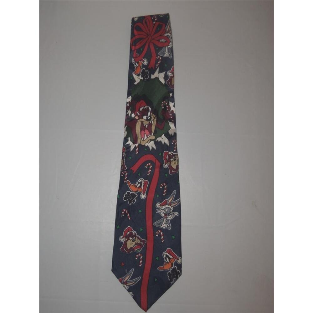 Looney Tunes Christmas Silk Tie Taz Daffy Bugs -1112T18